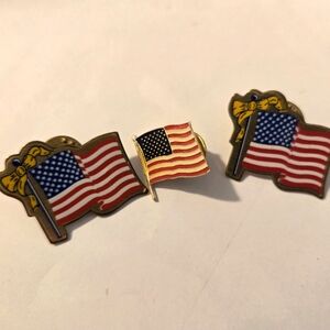 Set Of 3 Vintage American Flag Pins